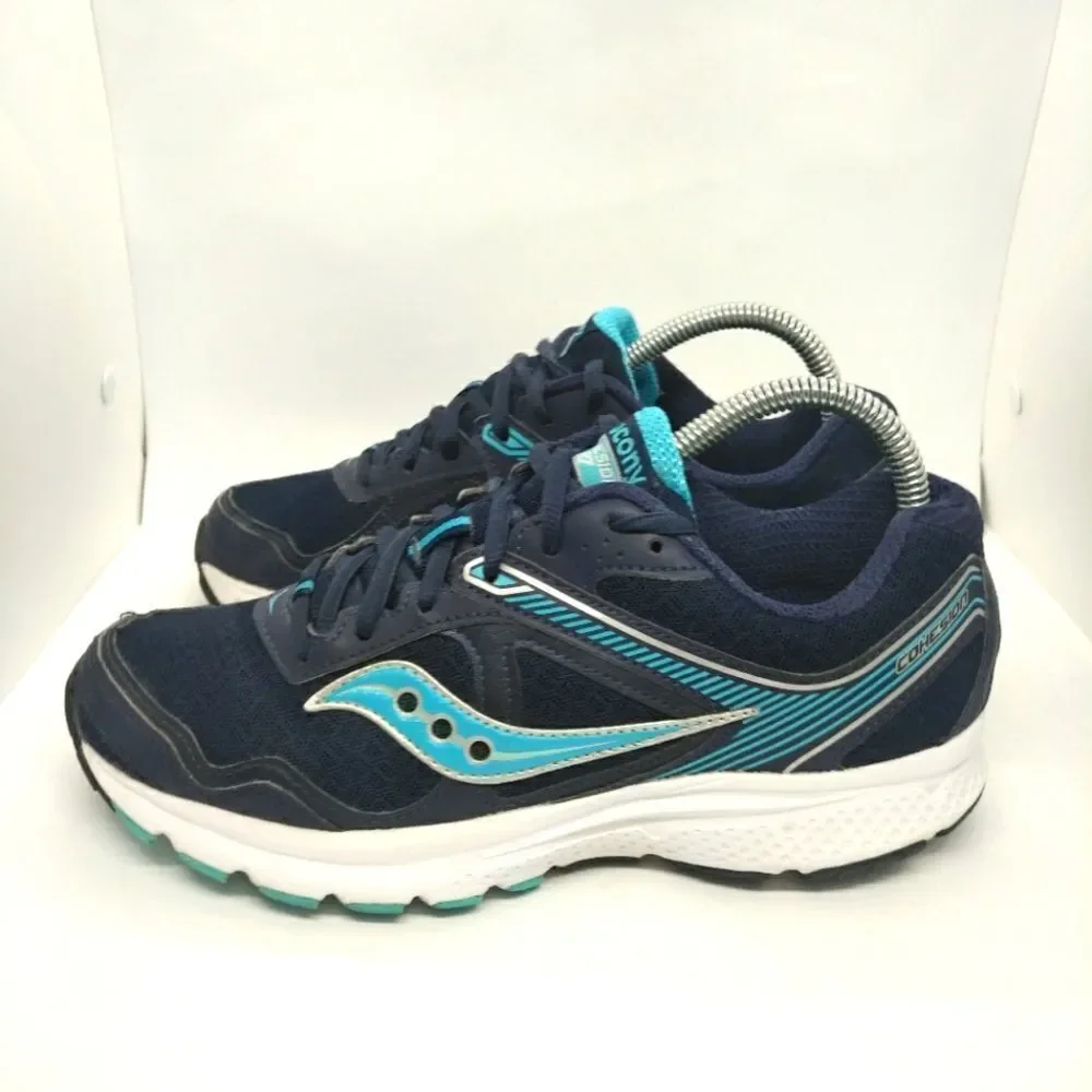 Saucony Grid Cohesion Running Shoes Sneakers Women's Size 8.5 Blue, Silver‎